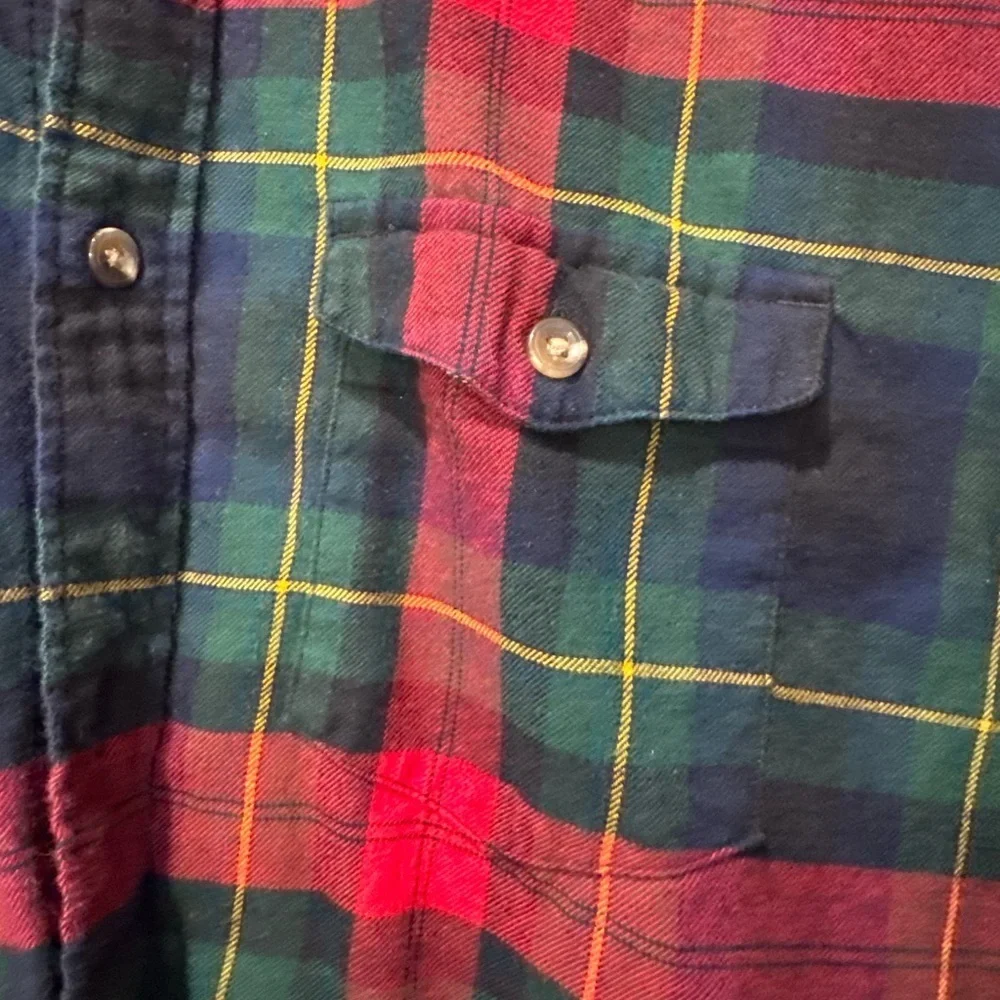 J. Crew Plaid Button Down Elbow Patches Cotton/Wool Flannel Holiday Large Slim